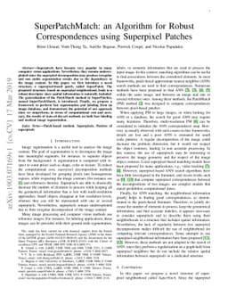SuperPatchMatch: an Algorithm for Robust Correspondences using
  Superpixel Patches