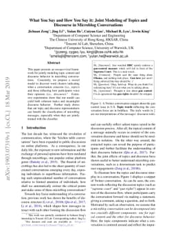 What You Say and How You Say it: Joint Modeling of Topics and Discourse
  in Microblog Conversations