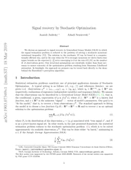 Signal recovery by Stochastic Optimization