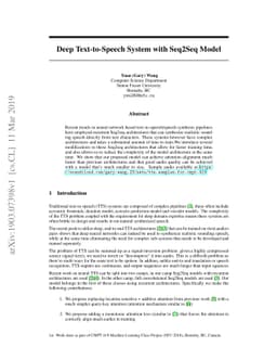 Deep Text-to-Speech System with Seq2Seq Model
