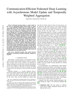 Communication-Efficient Federated Deep Learning with Asynchronous Model
  Update and Temporally Weighted Aggregation
