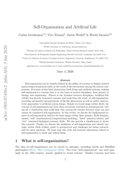 Self-Organization and Artificial Life