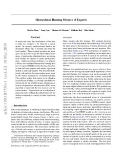 Hierarchical Routing Mixture of Experts