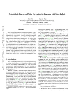 Probabilistic End-to-end Noise Correction for Learning with Noisy Labels