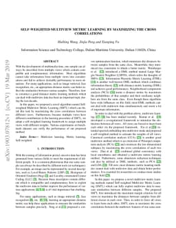 Self-Weighted Multiview Metric Learning by Maximizing the Cross
  Correlations