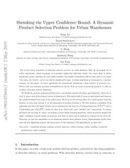 Shrinking the Upper Confidence Bound: A Dynamic Product Selection
  Problem for Urban Warehouses