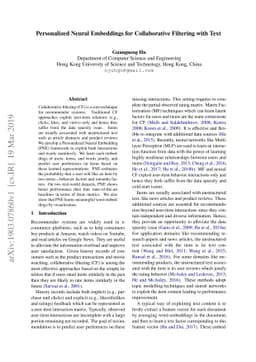 Personalized Neural Embeddings for Collaborative Filtering with Text