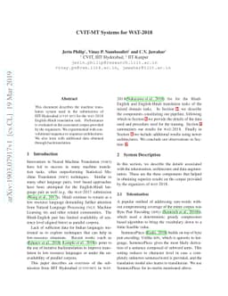 CVIT-MT Systems for WAT-2018