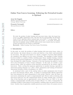 Online Non-Convex Learning: Following the Perturbed Leader is Optimal