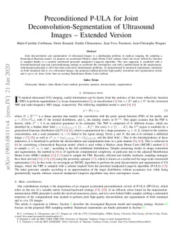 Preconditioned P-ULA for Joint Deconvolution-Segmentation of Ultrasound
  Images -- Extended Version