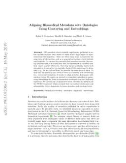 Aligning Biomedical Metadata with Ontologies Using Clustering and
  Embeddings