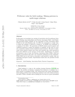 Preference rules for label ranking: Mining patterns in multi-target
  relations