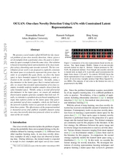 OCGAN: One-class Novelty Detection Using GANs with Constrained Latent
  Representations