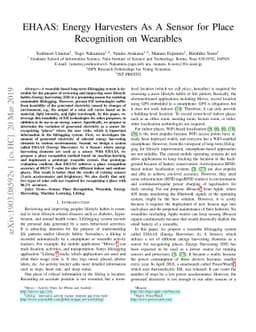 EHAAS: Energy Harvesters As A Sensor for Place Recognition on Wearables