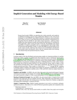 Implicit Generation and Generalization in Energy-Based Models