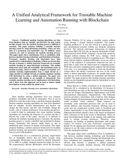 A Unified Analytical Framework for Trustable Machine Learning and
  Automation Running with Blockchain