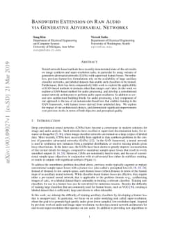 Bandwidth Extension on Raw Audio via Generative Adversarial Networks