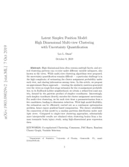 Latent Simplex Position Model: High Dimensional Multi-view Clustering
  with Uncertainty Quantification