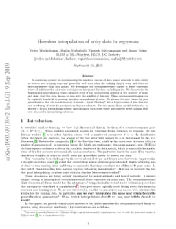 Harmless interpolation of noisy data in regression