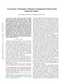 Convergence of Parameter Estimates for Regularized Mixed Linear
  Regression Models