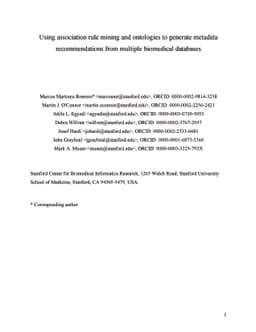 Using association rule mining and ontologies to generate metadata
  recommendations from multiple biomedical databases