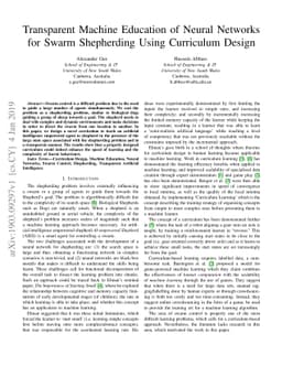 Transparent Machine Education of Neural Networks for Swarm Shepherding
  Using Curriculum Design