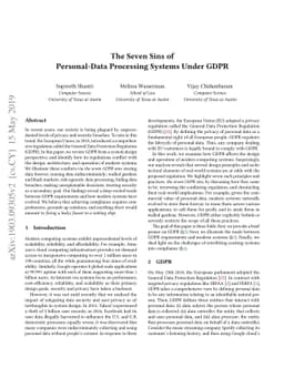 The Seven Sins of Personal-Data Processing Systems under GDPR