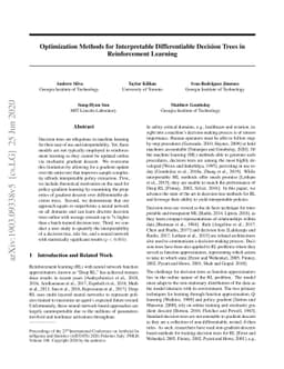 Optimization Methods for Interpretable Differentiable Decision Trees in
  Reinforcement Learning
