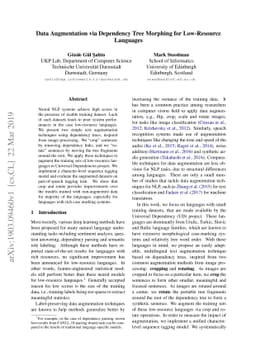 Data Augmentation via Dependency Tree Morphing for Low-Resource
  Languages