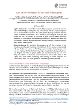 Was ist eine Professur fuer Kuenstliche Intelligenz?
