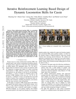 Iterative Reinforcement Learning Based Design of Dynamic Locomotion
  Skills for Cassie
