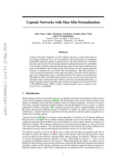 Capsule Networks with Max-Min Normalization