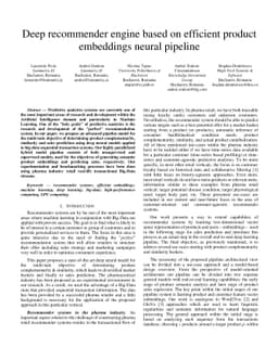 Deep recommender engine based on efficient product embeddings neural
  pipeline