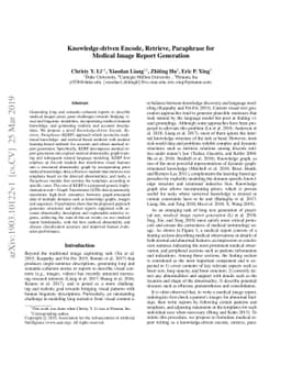 Knowledge-driven Encode, Retrieve, Paraphrase for Medical Image Report
  Generation