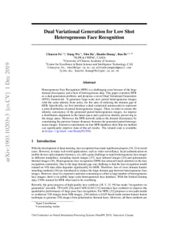 Dual Variational Generation for Low-Shot Heterogeneous Face Recognition