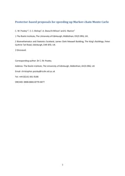 Posterior-based proposals for speeding up Markov chain Monte Carlo
