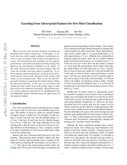 Learning from Adversarial Features for Few-Shot Classification