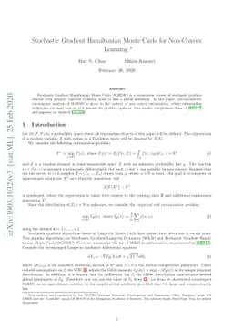 Stochastic Gradient Hamiltonian Monte Carlo for Non-Convex Learning