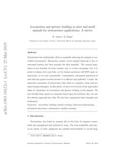 Locomotion and gesture tracking in mice and small animals for
  neurosceince applications: A survey
