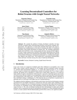 Learning Decentralized Controllers for Robot Swarms with Graph Neural
  Networks