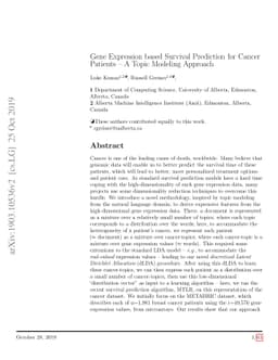 Gene Expression based Survival Prediction for Cancer Patients: A Topic
  Modeling Approach