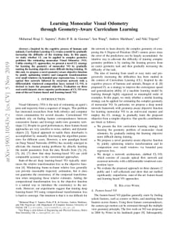 Learning Monocular Visual Odometry through Geometry-Aware Curriculum
  Learning