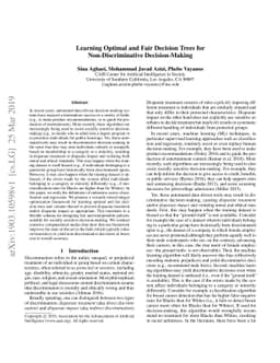 Learning Optimal and Fair Decision Trees for Non-Discriminative
  Decision-Making
