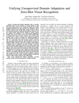 Unifying Unsupervised Domain Adaptation and Zero-Shot Visual Recognition