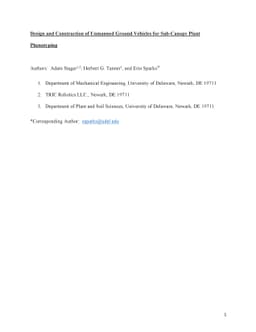 Design and Construction of Unmanned Ground Vehicles for Sub-Canopy Plant
  Phenotyping