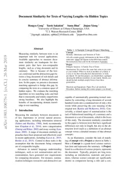 Document Similarity for Texts of Varying Lengths via Hidden Topics