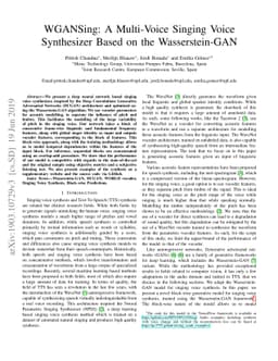WGANSing: A Multi-Voice Singing Voice Synthesizer Based on the
  Wasserstein-GAN