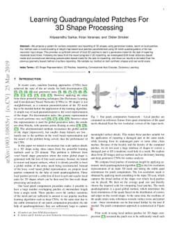 Learning Quadrangulated Patches For 3D Shape Processing