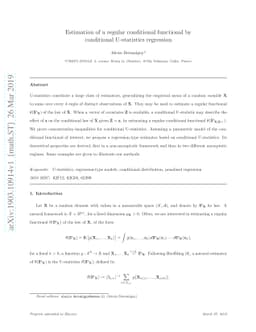 Estimation of a regular conditional functional by conditional
  U-statistics regression