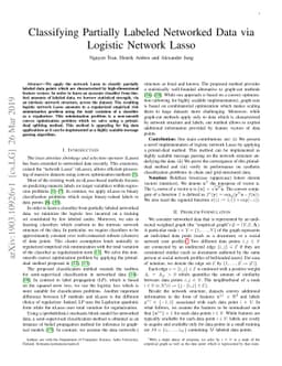 Classifying Partially Labeled Networked Data via Logistic Network Lasso